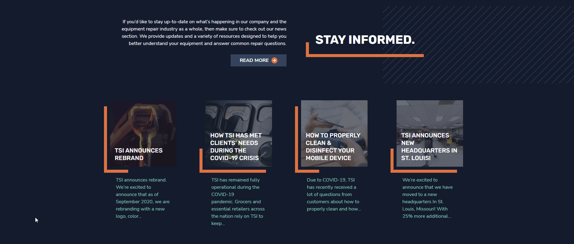 A GIF showing the effect described above: an orange L-shape border around the corners of text and box elements, shifting around the content smoothly when hovered.